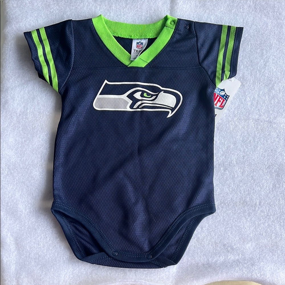 NFL Seattle Seahawks Navy and Lime Bodysuit/Onesie 12M